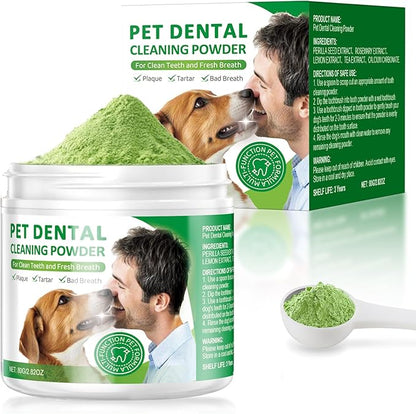 Dog Dental Powder,Dog Teeth Cleaning Powder,Dog Dental Cat Dental Care,Cat and Dog Teeth Cleaning,Canine Plaque Remover Helps Reduce Bad Breath,Improve Pet&