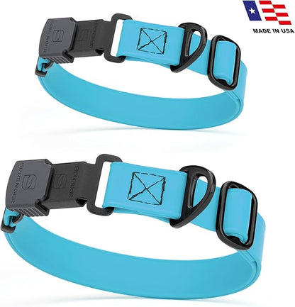 Dogline Biothane Waterproof Dog Collar with Herm Sprenger Black Stainless Steel Quick Release Buckle – Heavy Duty Tactical Durable Collar for Dogs – Comfortable and Safe Pet Collar W1 L15-25 SkyBlue
