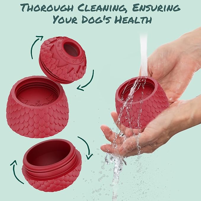 Enrichment Frozen Treat Toy for Dogs - 2-in-1 Dog Licking Toy &amp; Dispensing Dog Puzzle Toy, Fillable Rubber Interactive Toy, Keeps Them Busy, Reduces Anxiety, Safe &amp; Easy to Clean Red
