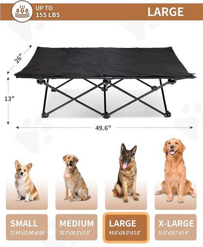 KingCamp Elevated Dog Bed for Large Dogs, Outdoor Raised Cooling Pet Cot Bed with Washable Breathable Mesh &amp; No-Slip Feet Perfect for Camping, Backyard, Indoor Use (L, Black)