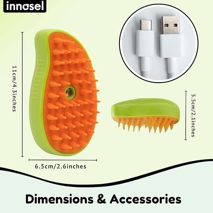Cat Steam Brush for Shedding, Steamy Grooming Comb with Anti-Static Spray for Cats &amp; Dogs, Gentle Defur Comb for Tangled &amp; Loose Hair, Ergonomic Pet Mist Brush Design, Cepillo de Vapor para Gato Perro