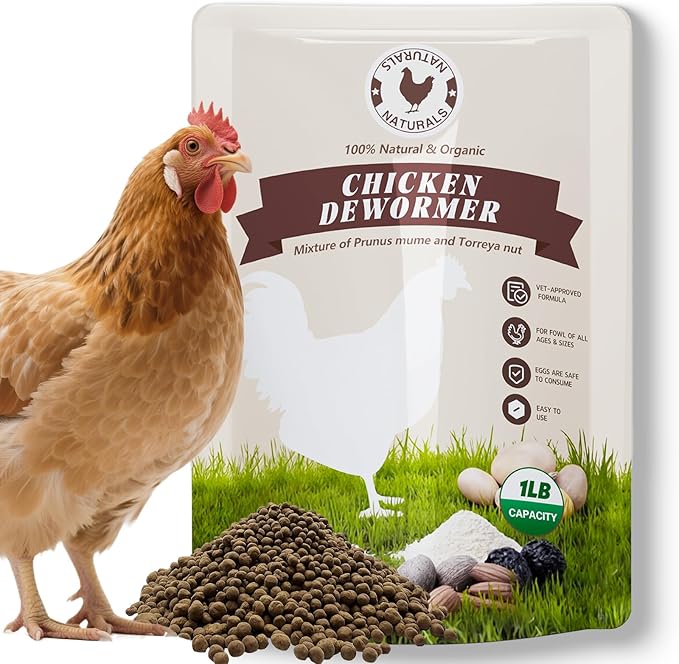 Chicken Dewormer Powder, All-Natural Health Formula, 1LB Pouch,Safe for Eggs, Effective for All Ages &amp; Sizes, Chicken Wormer, Poultry Medicine Supplies (1, Pounds)