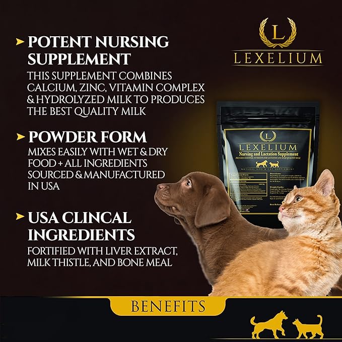 Nursing Supplement and Vitamins for Nursing Dogs and Cats - Nursing, Lactation and Recovery Supplement for Breeders - Muscle &amp; Mental Development for Puppies and Kittens - 200g
