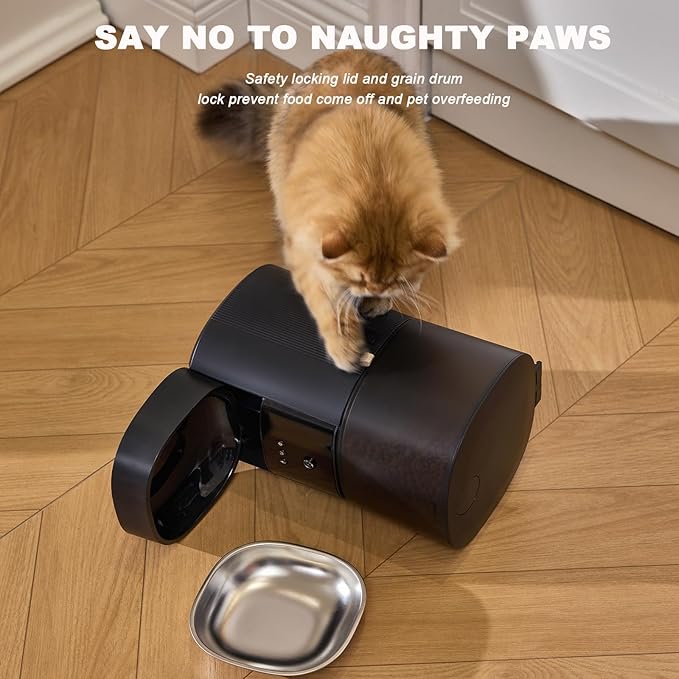 Automatic Cat Feeder with Camera &amp; Voice Interaction, WiFi/App Control, 4L Dry Food Dispenser for Cats &amp; Dogs with Freshness Preservation, Custom Feeding Times &amp; Portions, Dual Power
