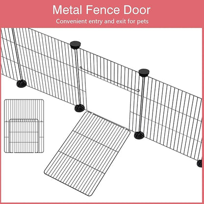 12 Panels Small Animal Playpen,Pet Playpen with Waterproof Mat,C&amp;C Cage for Guinea Pigs,Puppy Play Pen,Bunny Playpen,Indoor Outdoor Portable Metal Wire Yard Fence