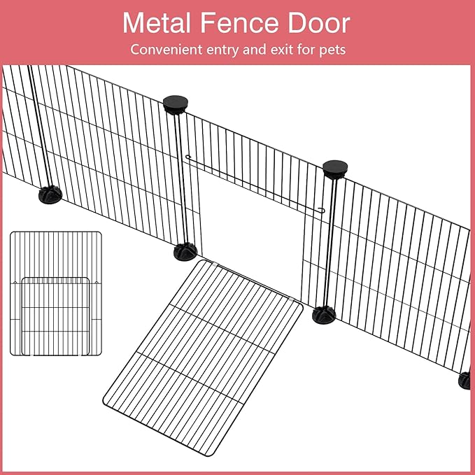 20 Panels Small Animal Playpen, 48" x 24" x 16" Pet Playpen with Waterproof Mat, C&amp;C Cage for Guinea Pigs, Rabbit/Bunny/Baby Chicken Cage,Bunny/Puppy/Chicken Pen Indoor Outdoor Portable Metal Fence