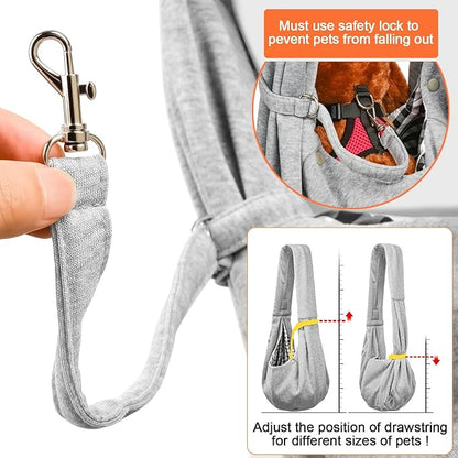 Tomkas Small Dog Sling Carrier - Zipper Pocket &amp; Classic Strap - for 3-10 lbs Pets(Grey)