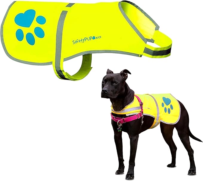 Dog Reflective Vest – Hi-Vis Fluorescent Visibility That Helps to Safeguard Your Pet On/Off Leash in Urban &amp; Rural Areas (Yellow, X-Large)