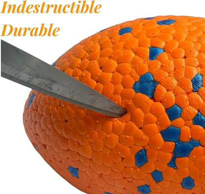 Tough Dog Toys for Aggressive Chewers &amp; Teething Puppies, Bouncy Balls for Medium Dogs, Durable Pet Toys, Floating Dog Balls for Water Play (Orange-Blue)