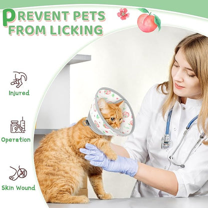 Cat Cone Collar Soft to Stop Licking, Adjustable, Foldable Lightweight Kitten Cones After Surgery Recovery for Cats &amp; Kittens, Cat Cone Alternative (PinkWhite, M)