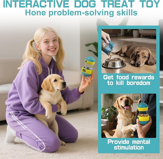 Interactive Dog Puzzle Toys for Indoor Adjustable Food Dispensing Treat Dispenser Ball &amp; Slow Feeder for Large/Medium/Small Dog to Keep Them Busy, Green