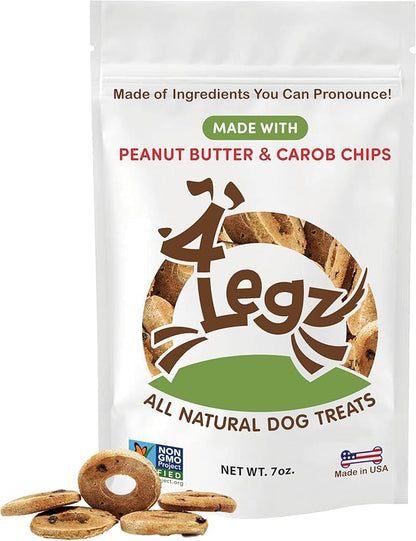 Peanut Butter &amp; Carob Chips Dog Treats – Healthy, Crunchy, Vegan Biscuits with Whole &amp; Real Ingredients – All Natural &amp; USA‐Baked, (7 Ounce, Pack of 3)