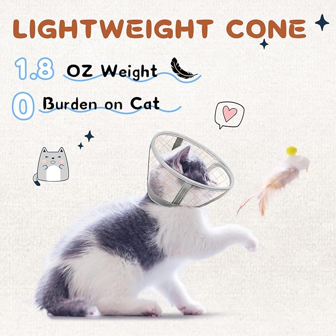 Supet Cat Collar Soft to Stop Licking, Breathable Air Mesh Cone for Cats After Neuter Surgery, Anti-Scratch Head Cone for Small Kitten Cats (M)