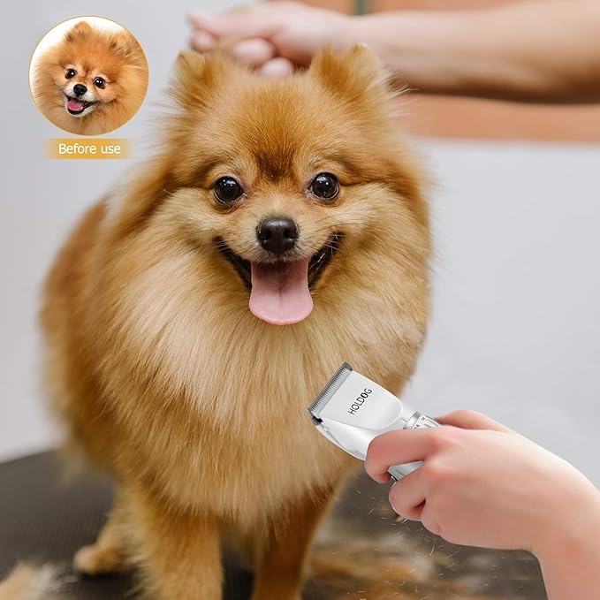 Dog Clippers Professional Heavy Duty Dog Grooming Clipper 3-Speed Low Noise High Power Rechargeable Cordless Pet Grooming Tools for Small &amp; Large Dogs Cats Pets with Thick &amp; Heavy Coats