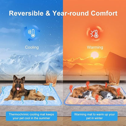 MH MYLUNE HOME Dog Cooling Mat 48x28 Inch - Double-Sided Cooling &amp; Warm, Arc-Chill Cool Fiber, Endothermic Color Changing Pet Pad for Large Dogs, Foldable &amp; Washable Summer Blanket