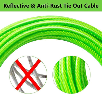Dog Tie Out Cable 10FT-500Lbs,Heavy Duty Dog Leads&amp;Tether for Yard with Swivel Hook,Small Large Dogs Leash Line for Outside,Rust Chew Proof Dogs Run Cable for Outdoor Camping (Green, 10FT)