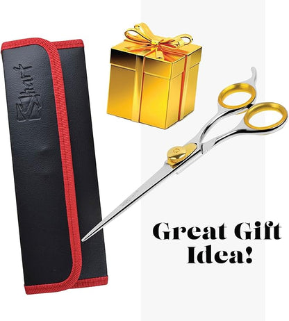 Sharf Gold Touch Pet Grooming Shear | Straight Cat &amp; Dog Grooming Scissors | 6.5 Inch | 440c Japanese Stainless Steel Pet Dog Shearing Scissors | Animal Shears with Removable Comfort Rings