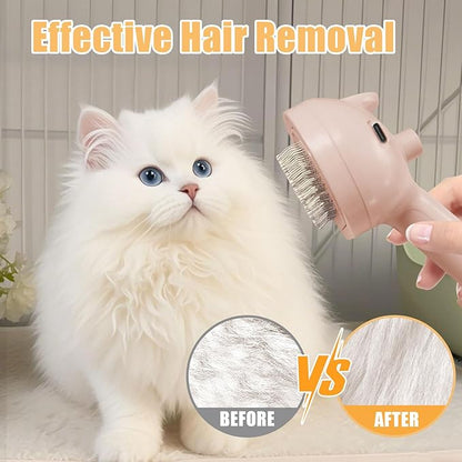 Cat Steam Brush for Shedding, Pet Steam Brush for Dog with Release Button,Anti-Static Pet Spray Hair Removal Comb,Cat Spray Comb for Long &amp; Short Haired Pets,Pink