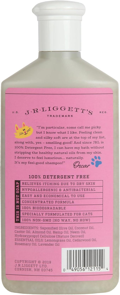 JR Liggett’s Natural Liquid Cat Shampoo for Sensitive Skin - 100% Detergent Free, Non-GMO &amp; Biodegradable - Tear-Free, Hypoallergenic Formula Soothes Dry Itchy Skin - Safe for Puppies - 8.45 fl oz