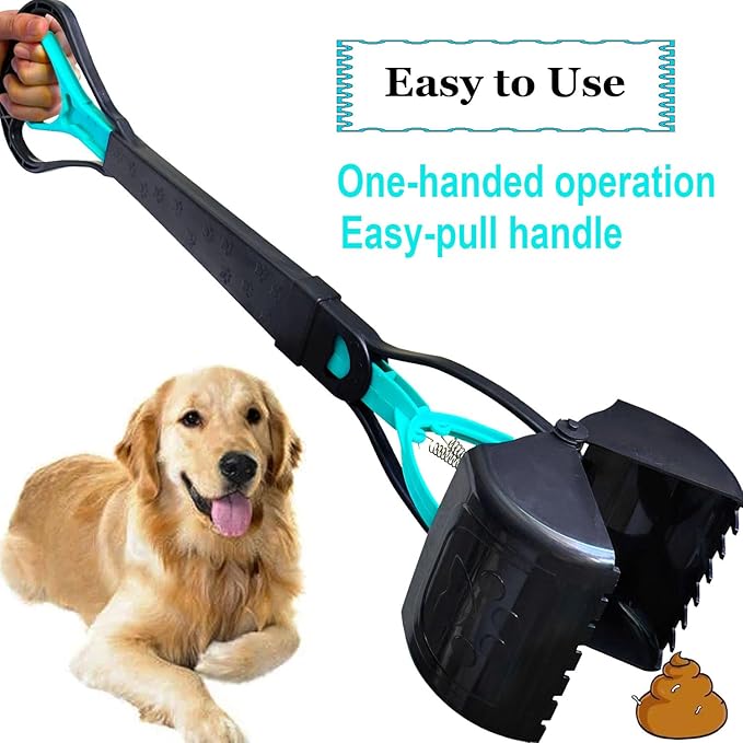 2-Piece Pooper Scooper for Large Medium &amp; Small Dogs Heavy Duty,Long Handled Dog Poop Scooper for Grass,Durable Dog Poop Pick Up Tool