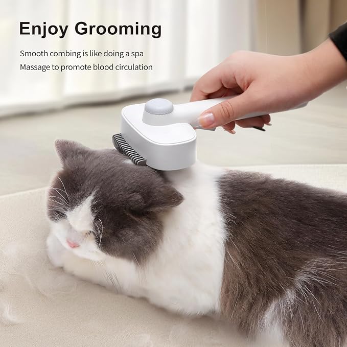 Deshedding Brush with Metal Comb for Detangling and Dematting Long, Flea Comb Cat Combs with Long &amp; Short Stainless Steel Teeth, Matted Fur on Cats and Dogs (3 Pack)