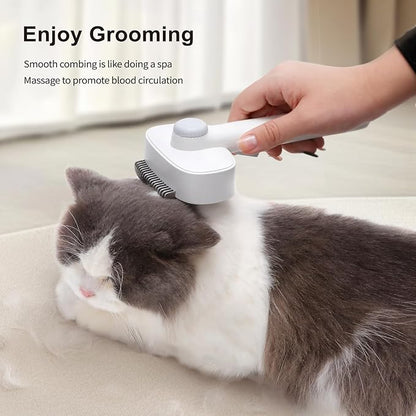 2-in-1 Deshedding Brush &amp; Dematting Comb for Cats, Cat Brush for Long Haired Cats, Effectively Removes Matted Fur &amp; Tangles, White