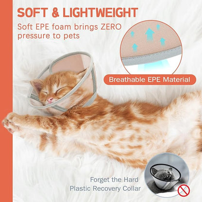 Cat Cone Collar Soft, Cat Recovery Collar for Large Medium Small Cats Kittens, Pet Cone Alternative After Surgery