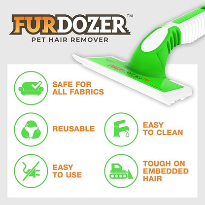 FurDozer X6 Pet Hair Remover &amp; Auto Detailing Tool - Cat &amp; Dog Hair Remover for Carpets, Car Interiors, Couches, Bedding, &amp; Pet Furniture - Reusable Pet Hair Removal Tool for Fur &amp; Lint (2-Pack)