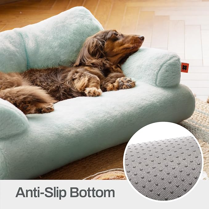 MEWOOFUN Cat Bed for Indoor Cats, Washable Dog Beds for Small Dogs &amp; Cats, Fluffy Cat Couch with Non-Slip Bottom (Blue, 26.0" L x 19.0" W x 13.0" Th)
