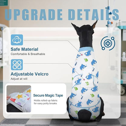 Recovery Suit for Dogs After Surgery, Professional Dog Surgical Suit for Female Spay, Male Neuter, E-Collar &amp; Cone Alternative Dog Onesie for Abdominal Wounds Skin Disease, Blue, XS