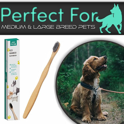 H&amp;H Pets Bamboo Toothbrush Set for Dogs and Cats - Ultra Soft Bristles &amp; Biodegradable Wooden Toothbrush, Puppy Supplies, Dog Dental Set, Eco-Friendly Pet Supplies (Large; 8-Count Pack)