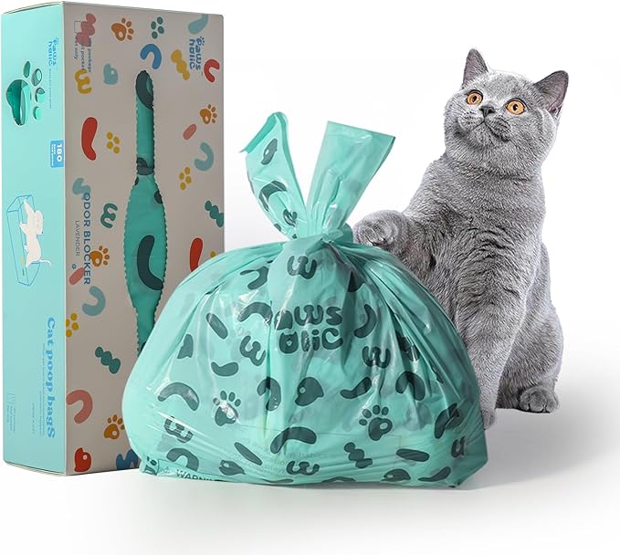 Cat Litter Bags and Dog Poop Bags with Handle, 180 Counts, Cornstarch Based Extra-Thick&amp;100% Leak Proof,Pet Waste Bag for Kitty and Doggie (Lavender Scented)