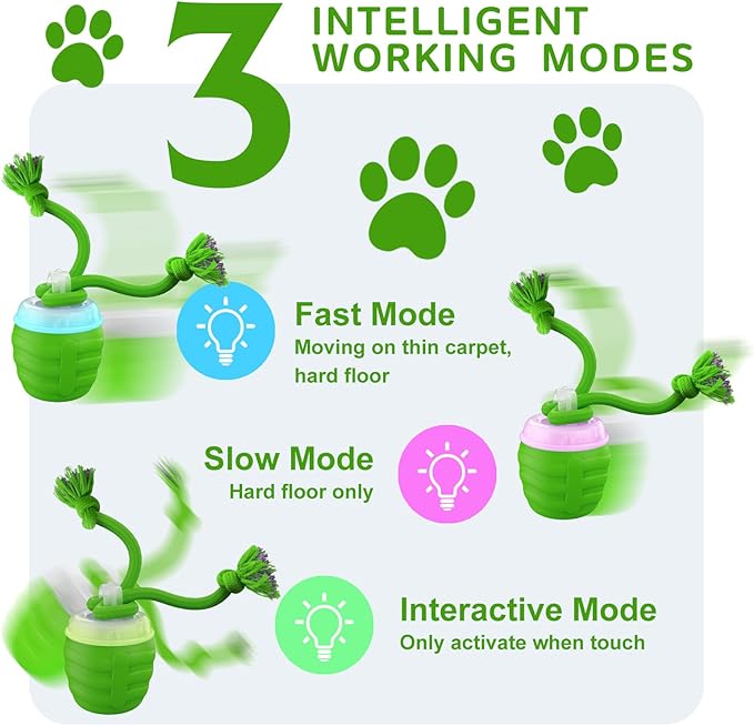 Interactive Dog Toys - [2025 Newly Upgraded] Motion Activated Ball for Small/Medium/Large Dogs, Automatic Moving Dog Toy Wicked Ball for Boredom &amp; Training, Music, USB Rechargeable (Green)