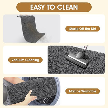 IM HOME 48" x 38" Grey Dog Door Mats for Muddy Paws, Chenille Absorbent Dog Mat, Non Slip Heavy Mud Mat for Dogs, Soft Pet Bed Mat for Entryway, Mud Paws, Inside Floor