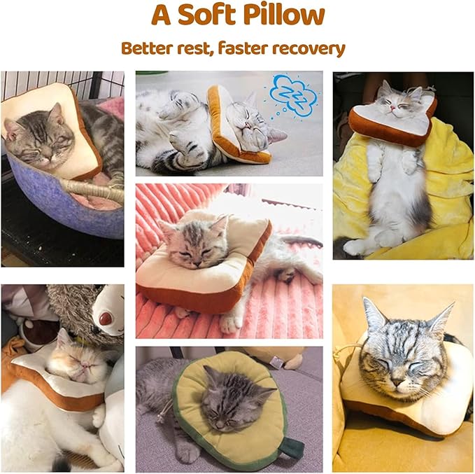 Amakunft Adjustable Cat Recovery Collar - Soft Cone for Post-Surgery Care, Kitten &amp; Adult Cat (Toast, M)