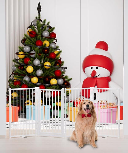 Full Metal Freestanding Dog Gate with Door, 32&