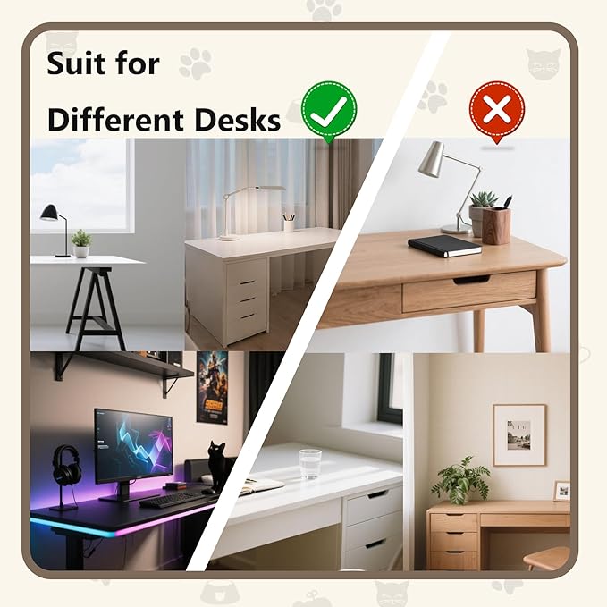 Cat Desk Bed with Summer Colling Mat, 360° Rotating &amp; Height Adjustable Indoor Cat Nest, Large Desktop Cats Perch for Home Offcice Space Saving, Supports Up to 40 lbs, Machine Washable Removable Cover