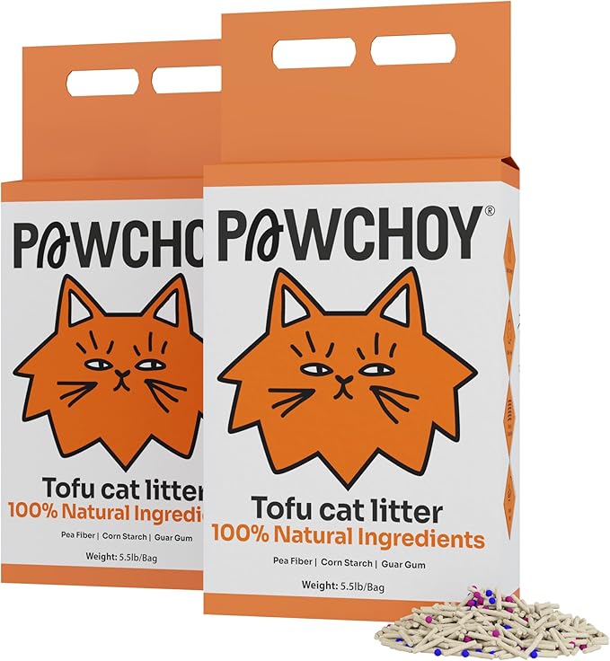 Tofu Cat Litter – Clumping, Flushable, Ultra Absorbent &amp; Fast Drying | 100% Natural, Dust-Free, Low Tracking | Water-Soluble &amp; Eco-Friendly (5.5 lbs x 2 Bag)