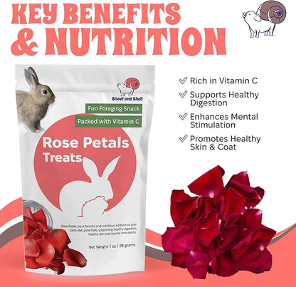 Snout and Shell Floral Favorites 4-in-1 Natural Treats for Small Pets – Pea Flakes, Marigold, Rose Petals &amp; Hibiscus – Healthy Snacks for Rabbits, Guinea Pigs, Chinchillas &amp; More