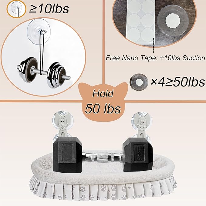 Cat Window Perch for Large Cats - No Tools Needed with 4 Super Suction Cups, Soft Chew-Resistant Fleece &amp; Easy Clean Design