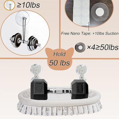 Cat Window Perch for Large Cats - No Tools Needed with 4 Super Suction Cups, Soft Chew-Resistant Fleece &amp; Easy Clean Design