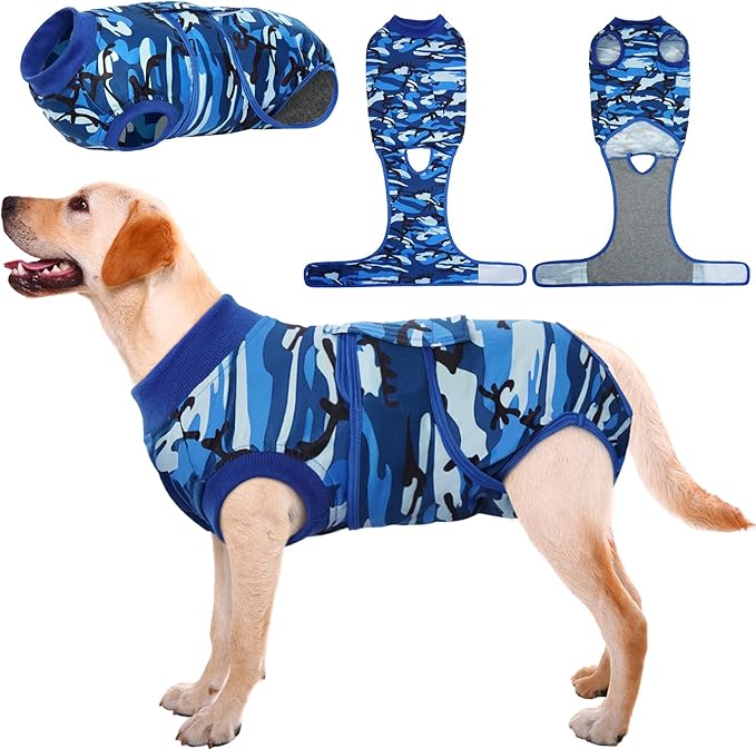 Kuoser Recovery Suit for Dogs Cats After Surgery, Professional Pet Recovery Shirt Dog Abdominal Wounds Bandages, Substitute E-Collar &amp; Cone,Prevent Licking Dog Onesies Pet Surgery Recovery Suit