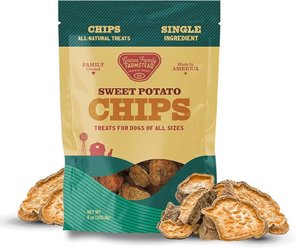 Gaines Family Farmstead Sweet Potato Chips for Dogs - 8 oz Single-Ingredient, All-Natural Dog Treats, Grain-Free &amp; High in Fiber, Made in USA, Crunchy Training Treats