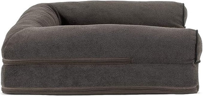 FurHaven Soft, Orthopedic Foam Sofa Dog Bed with Washable &amp; Removable Cover - Sherpa/Chenille - Coffee, Dogs Up to 35 lbs - Medium
