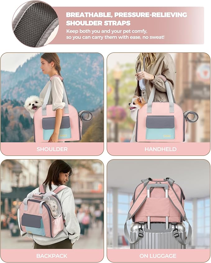 Expandable Pet Carrier Backpack, Cat Carrier Backpacks with Breathable Mesh for Cats Small Dogs Puppies Up to 25 Lbs Airline Approved Waterproof Travel Carrier with Safety Buckle for Hiking &amp; Flights