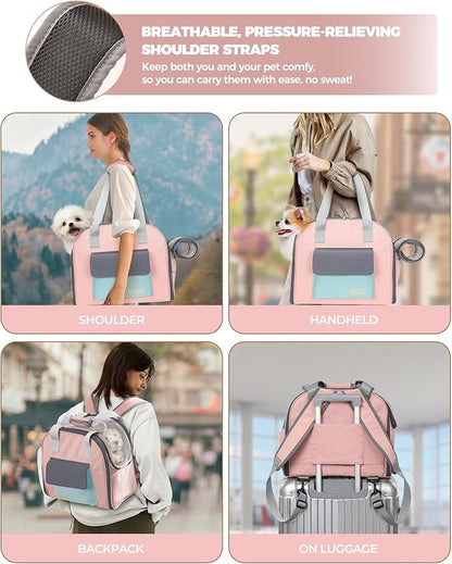 Expandable Pet Carrier Backpack, Cat Carrier Backpacks with Breathable Mesh for Cats Small Dogs Puppies Up to 25 Lbs Airline Approved Waterproof Travel Carrier with Safety Buckle for Hiking &amp; Flights