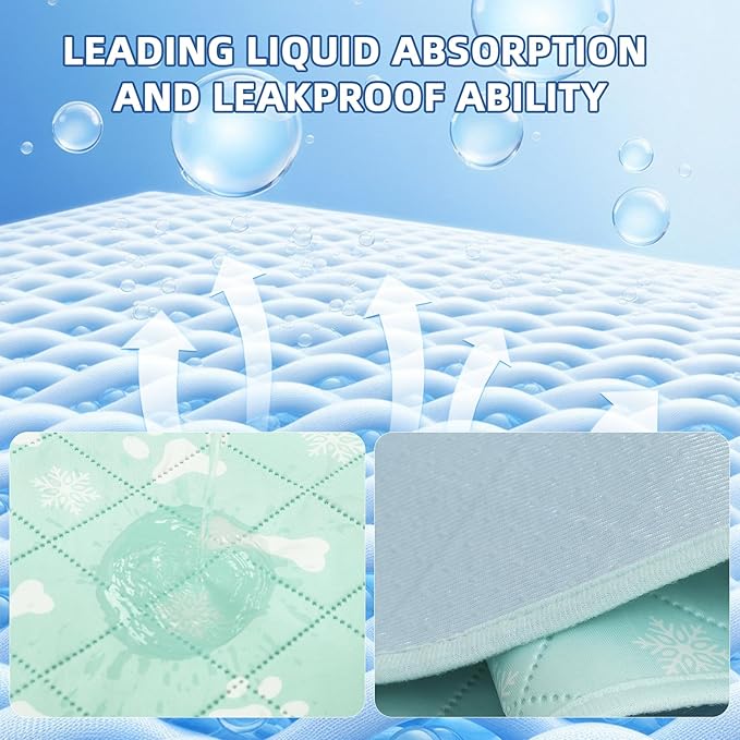 Homimp Self-Cooling Mat for Dogs, 4 Pack Washable Cooling Mat&amp;Sleeping Pad, Reusable Waterproof Dog Pee Pads, Non-Toxic, Non-Slip Potty Pads Ideal for Home, Travel &amp; Crates, Kennel in Summer, 24"x36"