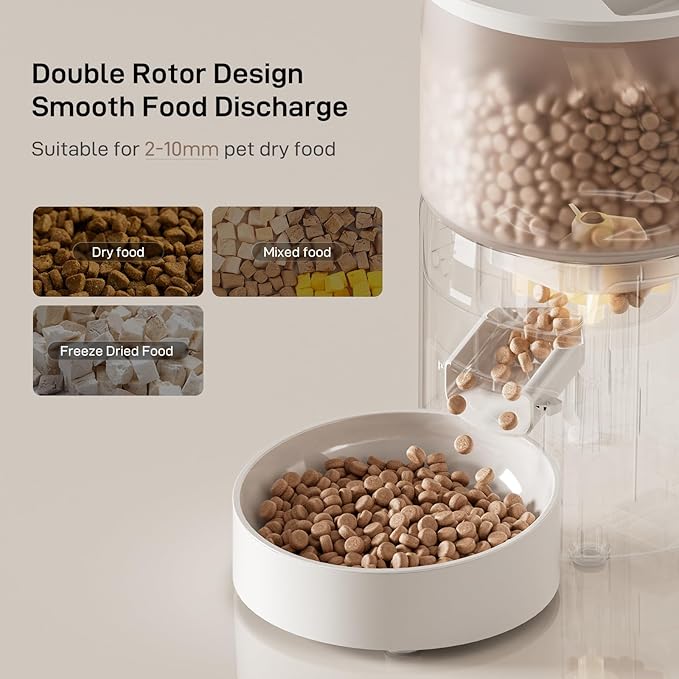 Automatic Cat Feeder: 3L Auto Food Dispenser with Timed Feeding| 6 Meal Programmable&amp; 1-20 Portion Precise Control- Easy to Clean &amp; Setup for Cat Indoor| Desiccant Bag Keep Food Fresh