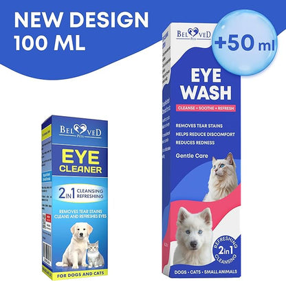Cat &amp; Dog Eye Wash Drops &amp; Tear Stain Remover, Cleaner | Eye Infection Treatment Helps Prevent Pink Eye, Relief Allergies Symptoms, Runny, Dry Eyes - Safe for Small Animals (Eye Drops)