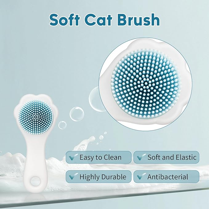Waterless Cat Shampoo with Brush and Cloth, 6.8 FL OZ Cat Shampoo and Conditioner, Cat Dry Shampoo, No Rinse Formula for Quick Clean, Care for Cats and Kittens with Itching &amp; Sensitive Skin